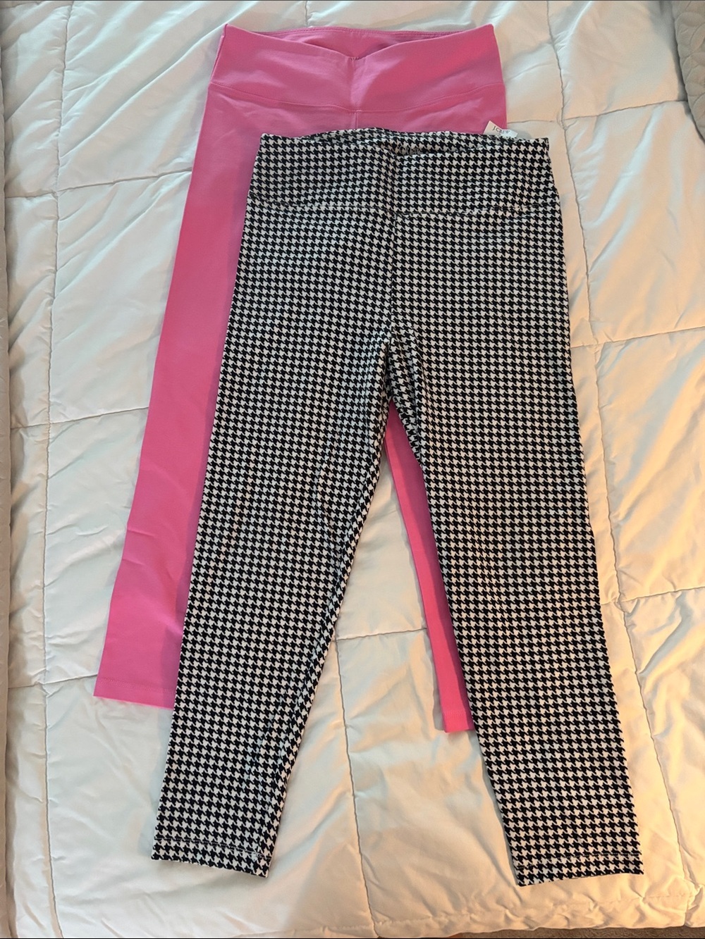 J Crew size small Pink Leggings and Black & White Houndstooth Leggings Set